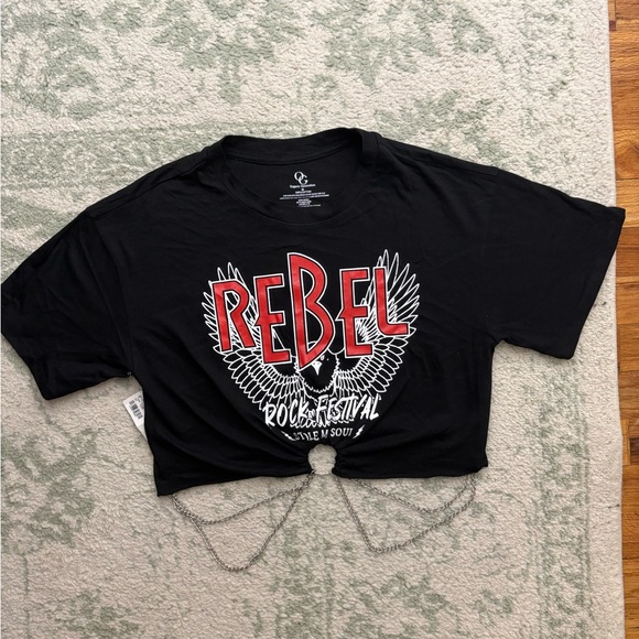 Organic Generation Tops - Rebel Graphic Black Crop Top